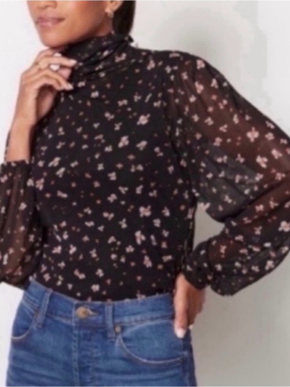 Evereve Sanctuary Mesh Turtleneck Blouse